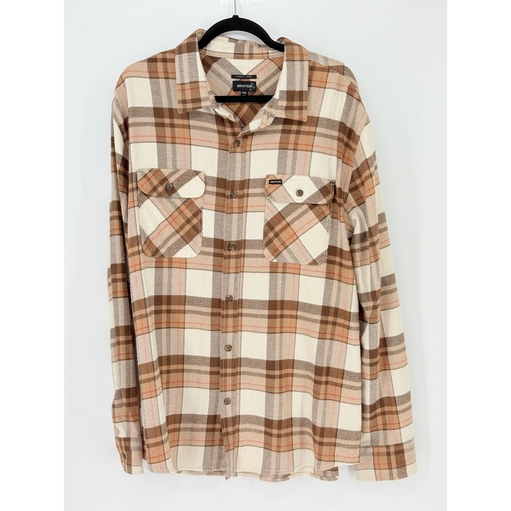 Brixton Mens Bowery Plaid Flannel Button Down Shirt Size XXL Gorpcore Workwear